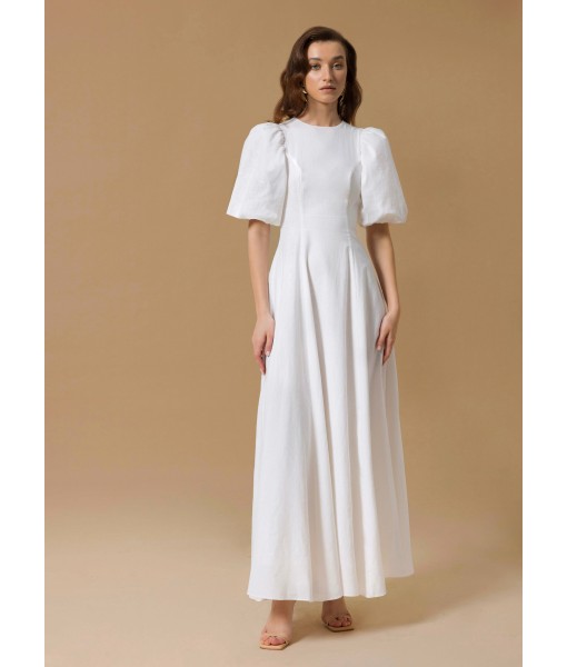 Elora Linen Puff Sleeve M...